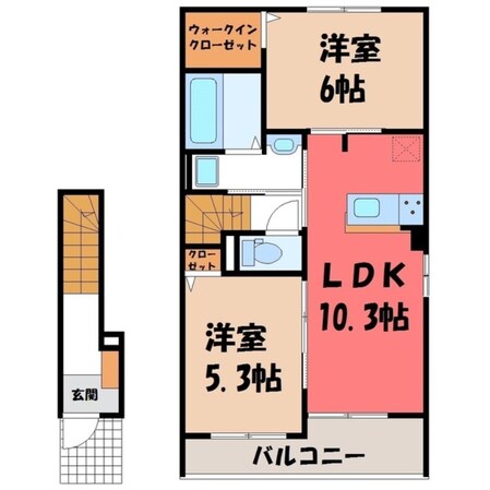 石橋駅 徒歩13分 2階の物件間取画像